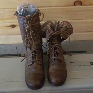 Brown combat boots
